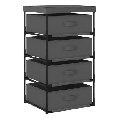 vidaXL Storage Rack with Fabric Baskets Steel Grey Drawer Cabinet Holder