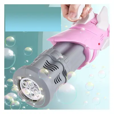 () Electric Bubble Gatling Machine Maker One Key 5-hole Output Toy with Light and Music for Kids