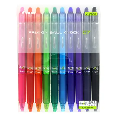 Pilot FriXion Ball Knock Retractable Gel Ink Pen 0.7 mm Color Set (LFBK-230F-10C)