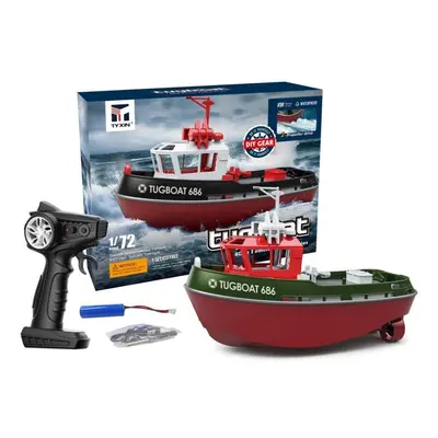 (green) Rc Tugboat 2.4g Remote Control Ship Dual Motor Power Proportionally Adjustable Steering 