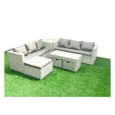 Fimous Seater Garden Outdoor Rattan Furniture Set Rattan Garden Sofa Oblong Coffee Table with Fo