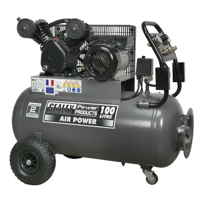 Sealey Premier 100L Belt Drive Air Compressor with Front Control Panel 3hp SAC3103B