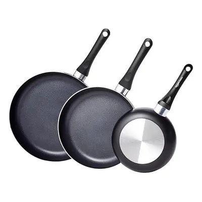 3-Piece Non-Stick Frying Pan Set, cm, cm, and cm, Variety Pack, Black