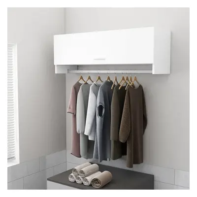 vidaXL Wardrobe White Chipboard Storage Cabinet Hanger Clothes Organiser Set