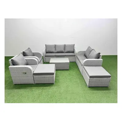 Fimous PE Rattan Garden Furniture Set Adjustable Chair Sofa Double Love Seat Seater Sofa Lounge 