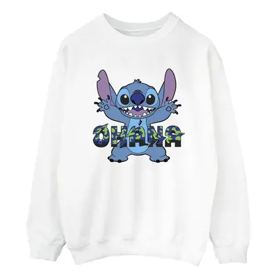 (S, White) Disney Womens/Ladies Lilo And Stitch Ohana Blue Glitch Sweatshirt