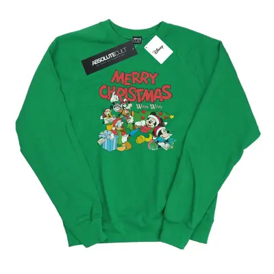 (L, Irish Green) Disney Womens/Ladies Mickey And Friends Winter Wishes Sweatshirt