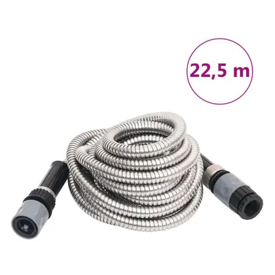 (22.5 m) vidaXL Garden Hose Patio Water Hose with Spray Nozzle Silver Stainless Steel