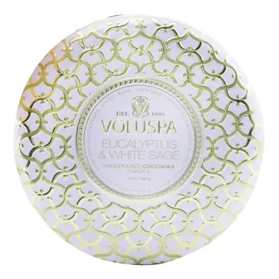 Voluspa-3 Wick Decorative Tin Candle - Eucalyptus & White Sage-340g/12oz