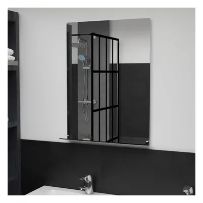 vidaXL Wall Mirror with Shelf 50x70cm Tempered Glass Bathroom Makeup Vanity