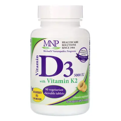 Michael's Naturopathic, Vitamin D3 with Vitamin K2,90 Veg Chewable Tab