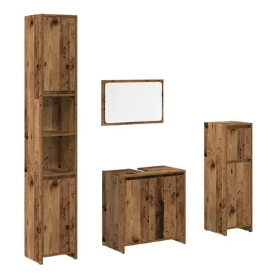 (old wood) vidaXL Bathroom Furniture Set Piece Engineered Wood Organiser Multi Colours