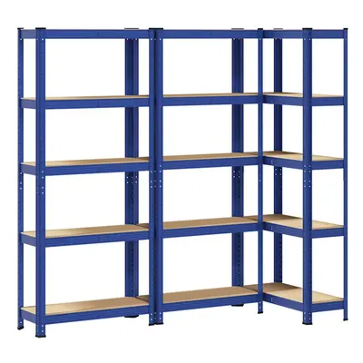 vidaXL 5-Layer Storage Shelves pcs Blue Steel&Engineered Wood