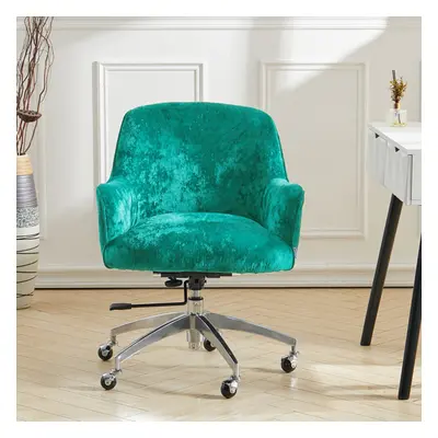 (Light Green) Velvet Upholstered Wheeled Swivel Office Chair