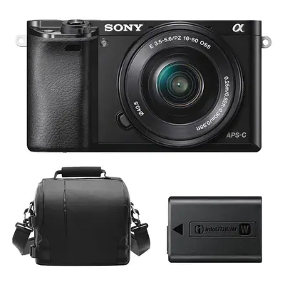 SONY A6000 Black KIT SEL 16-50MM F3.5-5.6OSS Black+Bag+NP-FW50 Battery