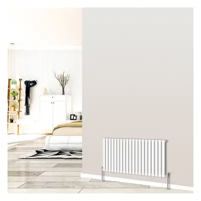 (Horizontal 600x1180mm - Single) NRG White Designer Radiator Premium Oval Column Central Heating