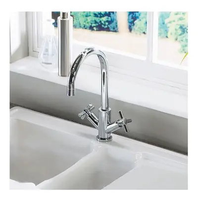 Desla Modern Cross Head Bathroom Chrome Basin Sink Mono Mixer