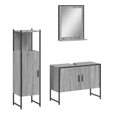 (grey sonoma) vidaXL Bathroom Cabinet Set Piece Vanity Unit Sink Cabinet Engineered Wood