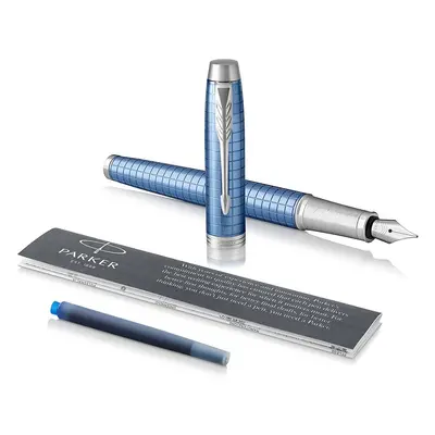 Parker IM Fountain Pen, Premium Blue, Medium Nib with Blue Ink Refill