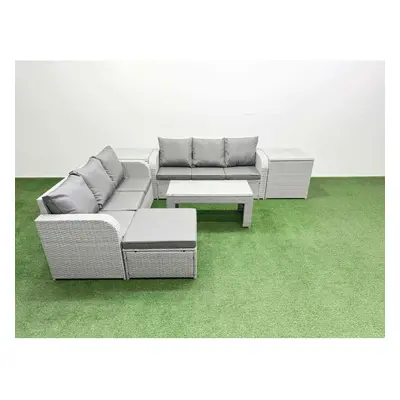 Fimous Outdoor Garden Furniture Sets Seater Wicker Rattan Furniture Sofa Sets with Oblong Coffee