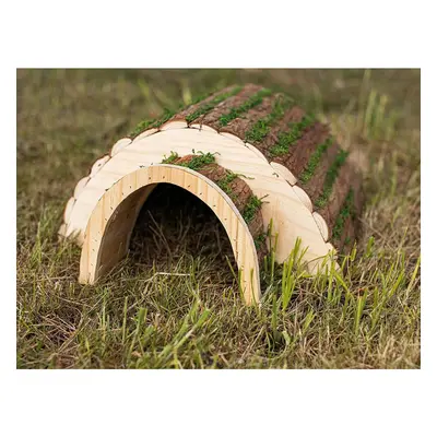 Wooden Hedgehog House Hibernation Shelter with Grass Effect Bark Roof