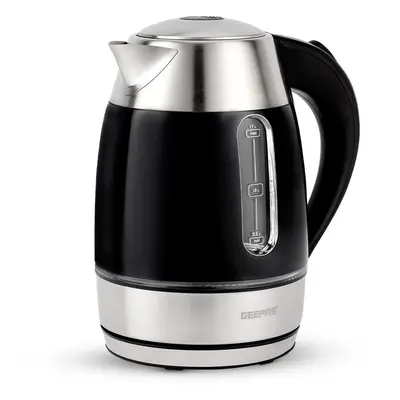 Geepas Electric Kettle 2200W Rapid Boil 1.7L Jug, Black , Silver