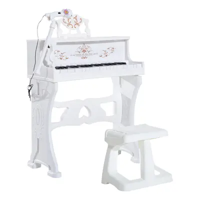 HOMCOM Key Keyboard Battery Piano Kids Microphone Stool Educational Game