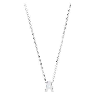 Jewelco London Ladies Sterling Silver Letter A Initial Pendant Necklace inch - GIN4A