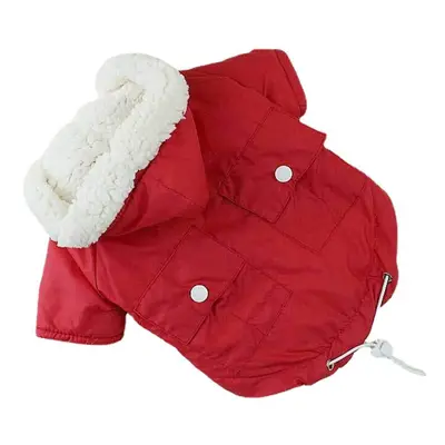 (Red, M) Dog Clothes Autumn And Winter Plus Velvet Winter Warm Pet T-shirt