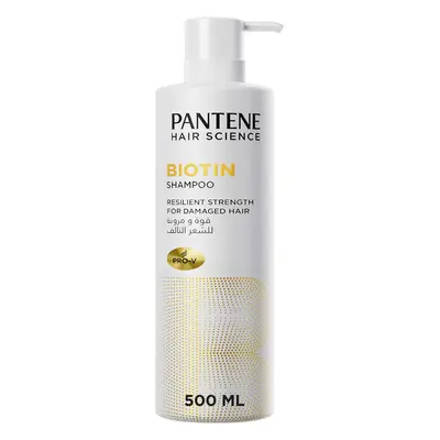 Pantene Hair Science Biotin Shampoo for Resilient Strength, 500ml For Healthy, Shiny & Strong Ha