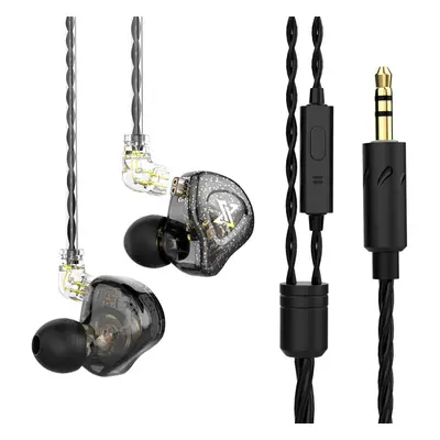 (Transparent Black, With Mic) Dynamic In-Ear Earphones Monitor Noise Cancelling Sport Music Head