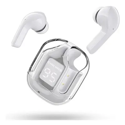 (White) Bluetooth 5.3 Earbuds,Noise Reduction Headphones with Transparent Machine Compartment To