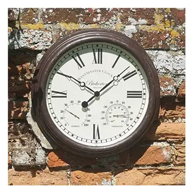 Bickerton Vintage Style Wall Clock & Thermometer 15" Indoor Outdoor