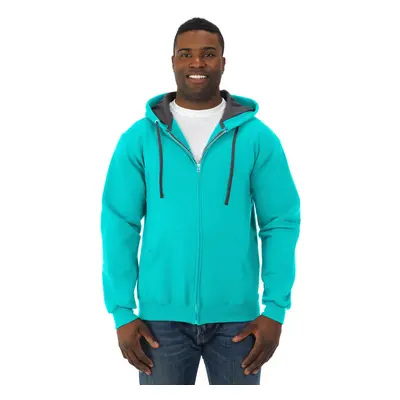 Fruit of the Loom Mens FullZip Hooded Sweatshirt Scuba Blue Large