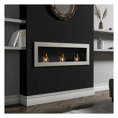 (140CM Stainless Steel) Indoor Bio Ethanol Fireplace Realistic Flame