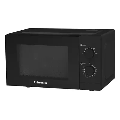 EMtronics Litre Black Microwave 700W With Defrost Settings