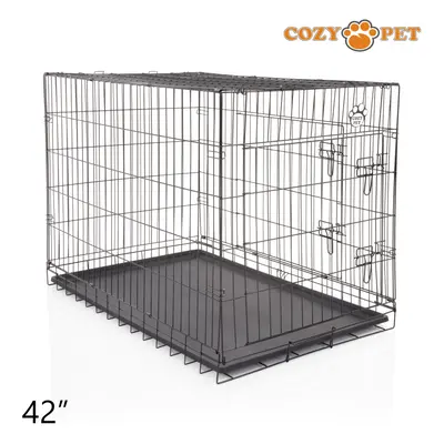 Dog Cage 42" by Cozy Pet Puppy Crate Pen Metal Cage Black DCP42B