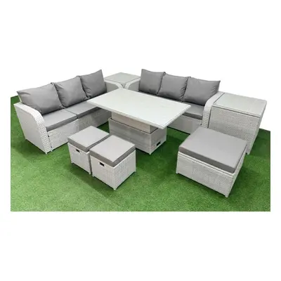 Fimous Outdoor Garden Furniture Sets Seater Wicker Rattan Furniture Sofa Sets with Stools Side T