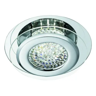 Vesta Chrome LED Flush Ceiling Light Fitting Modern Crystal Centre Decoration