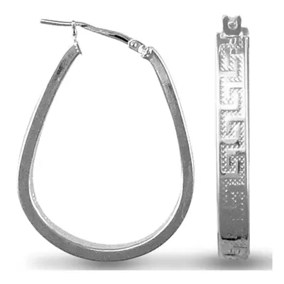 Jewelco London Sterling Silver Greek Key formed Hoop Earrings - Ladies - AER020