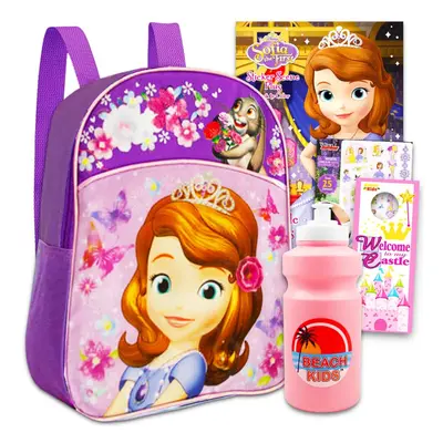 Disney Sofia the First Preschool Backpack Toddler (11"") Travel Set with Coloring Book and Stick