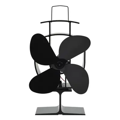 vidaXL Heat Powered Stove Fan Blades Black Wood Log Burner Fireplace Fan