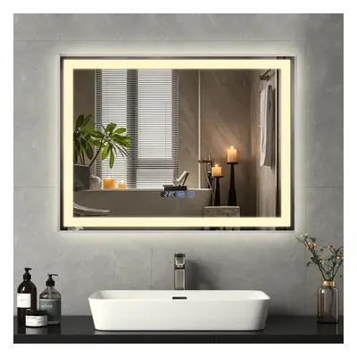 (Silver) LED Bathroom Mirror 80*60cm Color Illuminated UK