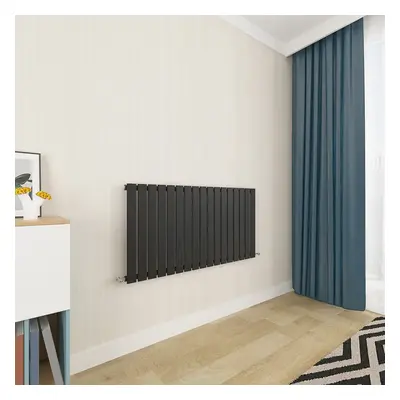 (600x1156mm Single) Horizontal flat radiator black all sizes