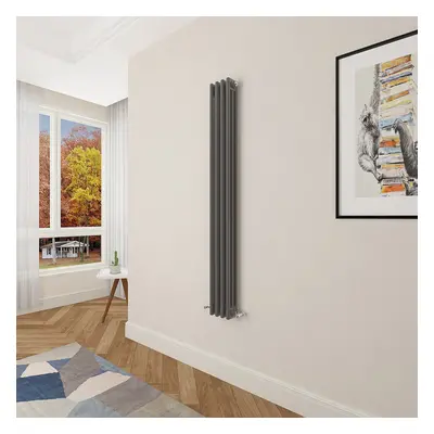 (1500x200mm Column) Designer cast iron radiator anthracite all sizes