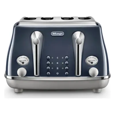 De'Longhi CTOC4003.BL Slice Toaster Icona Capitals with Defrost Function