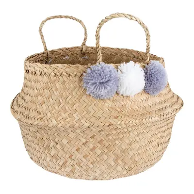 Sass & Belle Grey Pom Pom Basket