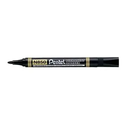 10 x Pentel N850 Permanent Marker Pens Bullet Point Black Ink