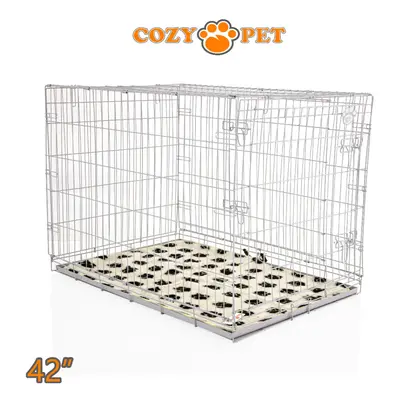 Dog Cage 42'' Grey by Cozy Pet Puppy Crate Inc Vet Bed DC42G + VB42C