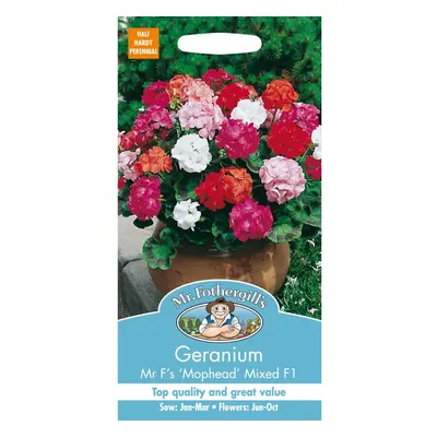 Mr Fothergills - Pictorial Packet - Flower - Geranium Mr F's Mophead Mixed F1 - Seeds